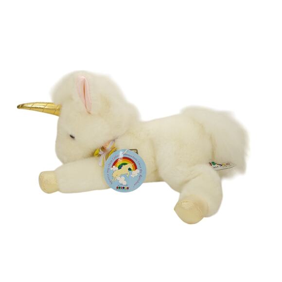 Aurora Shimmer Unicorn Cream Plush Stuffed Animal Toy Glitter Fur NO Sound - Picture 2 of 11